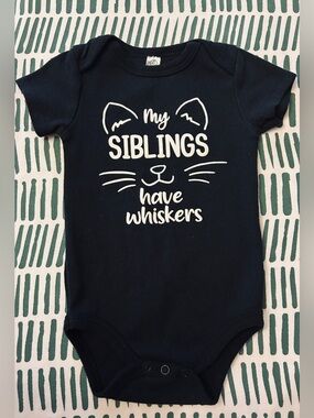 NWOT Bundle Essentials Baby Bodysuit 6M Siblings Have Whiskers Cat